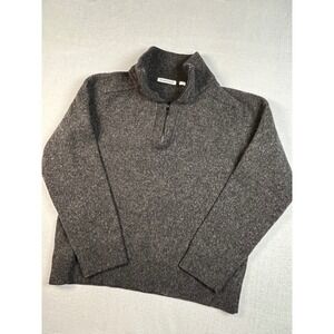 Country Road Women Small 100% Wool Quarter Zip Sweater Heather gray Mock Neck
